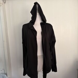 Nike Yoga Dri-Fit Open Hooded Cardigan XS Black Stretch Activewear Jacket